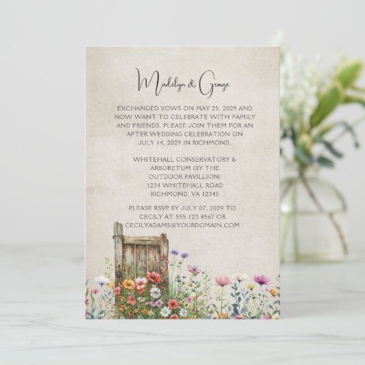 Rustieke tuin Thema Receptie Uitnodiging (Staand voorkant)