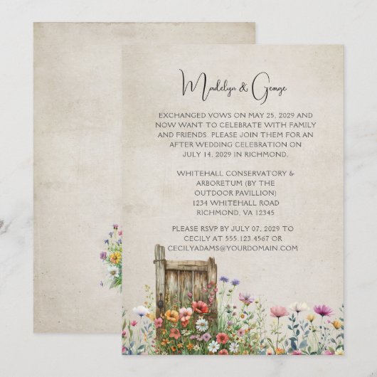 Rustieke tuin Thema Receptie Uitnodiging (Voorkant / Achterkant)