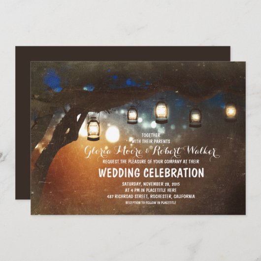 rustieke tuin verlichting lantaarns bruiloft uitno kaart (Voorkant / Achterkant)