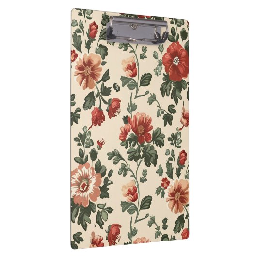 Rustieke Tuinbloei –  Rode Bloemenpatroon Klembord (Rechts)