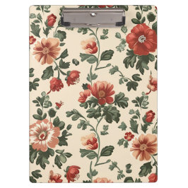 Rustieke Tuinbloei –  Rode Bloemenpatroon Klembord