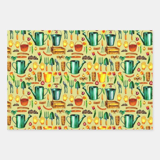 Rustieke Tuinier Tuinieren Tools Bloemen Inpakpapier Vel (Voorkant)