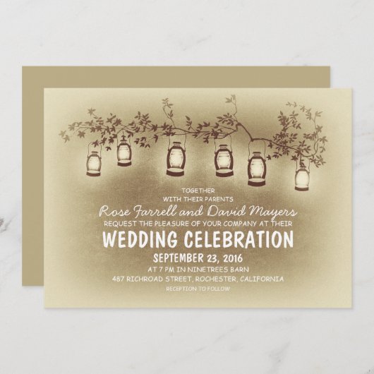 Rustieke Tuinverlichting - Lantaarns bruiloft uitn Kaart (Voorkant / Achterkant)