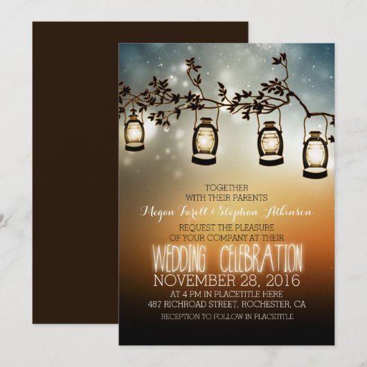 Rustieke Tuinverlichting - Lantaarns Uitnodiging b (Voorkant / Achterkant)