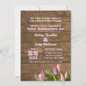 Rustieke Tulpen & Barnwood bruiloft uitnodiging (Voorkant)