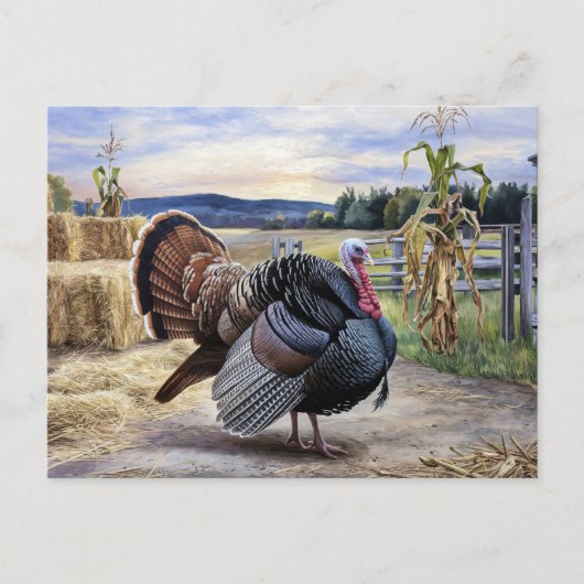 Rustieke Turkije Boerderij Schilderen Thanksgiving Briefkaart (Voorkant)