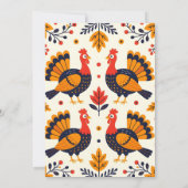 Rustieke Turkije Herfst verlaat Thanksgiving Diner Kaart (Achterkant)