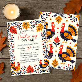 Rustieke Turkije Herfst verlaat Thanksgiving Diner Kaart