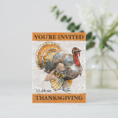 Rustieke Turkije Thanksgiving diner Uitnodiging Briefkaart (Staand voorkant)