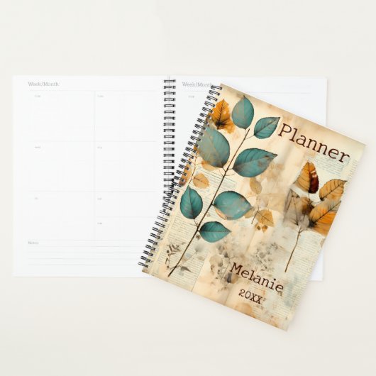 Rustieke turkoois en roest op maat planner (Display)