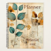 Rustieke turkoois en roest op maat planner (Voorkant)