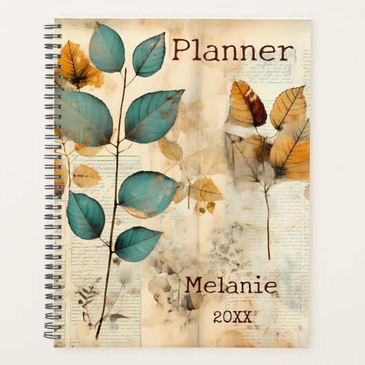 Rustieke turkoois en roest op maat planner (Voorkant)