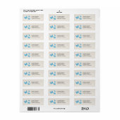 Rustieke Turquoise Blauwe Vlinder Watercolor Linne Etiket (Full Sheet)