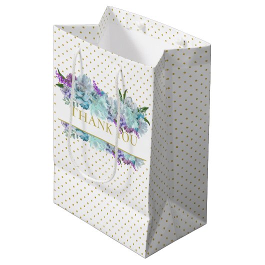 Rustieke Turquoise Boeket Bruiloft Feest Medium Cadeauzakje (Voorkant Gekanteld)