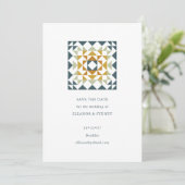 Rustieke Turquoise Groen Herfst Geometrische Dekbe Save The Date (Staand voorkant)