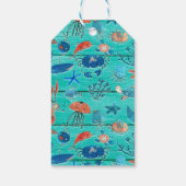 Rustieke turquoise hout & Onder de zee vrienden wh Cadeaulabel (Achterkant)