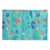 Rustieke turquoise hout & onderzee vrienden grilli kussensloop (Achterkant)