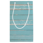 Rustieke Turquoise hout veren krans Boho bruiloft Klein Cadeauzakje (Achterkant)