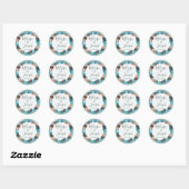 Rustieke Turquoise hout veren krans Boho bruiloft Ronde Sticker (Vel)