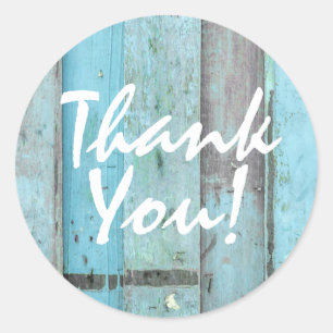 Rustieke Turquoise Hout Vintage Boho Chic Dank je Ronde Sticker
