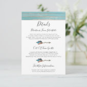 Rustieke Turquoise houten veren Details / Routebes Informatiekaartje (Staand voorkant)