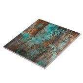 Rustieke Turquoise Patina Abstract Tegeltje (Zijkant)