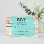 Rustieke Turquoise Starfish bruiloft RSVP Kaart (Staand voorkant)