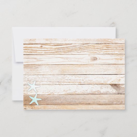 Rustieke Turquoise Starfish bruiloft RSVP Kaart (Achterkant)