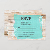 Rustieke Turquoise Starfish bruiloft RSVP Kaart (Voorkant / Achterkant)