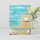 Rustieke Turquoise Strand Afstudeerfeest Kaart (Staand voorkant)