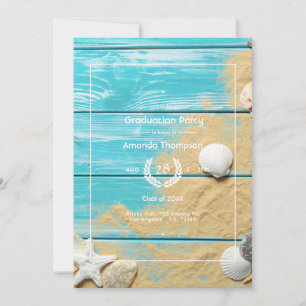 Rustieke Turquoise Strand Afstudeerfeest Kaart