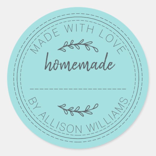 Rustieke Turquoise Thuisgemaakte Label (Voorkant)