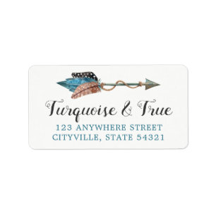 Rustieke Turquoise Veren Tribale Pijl Boho Chic Etiket