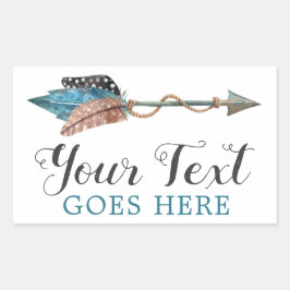 Rustieke Turquoise Veren Tribale Pijl Boho Chic Rechthoekige Sticker