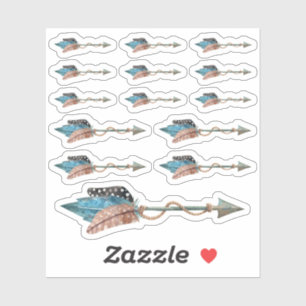 Rustieke Turquoise Veren Tribale Pijl Boho Chic Sticker