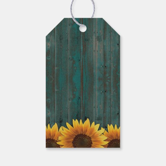 Rustieke turquoise zonnebloem bruiloft dank u Labe Cadeaulabel (Achterkant)