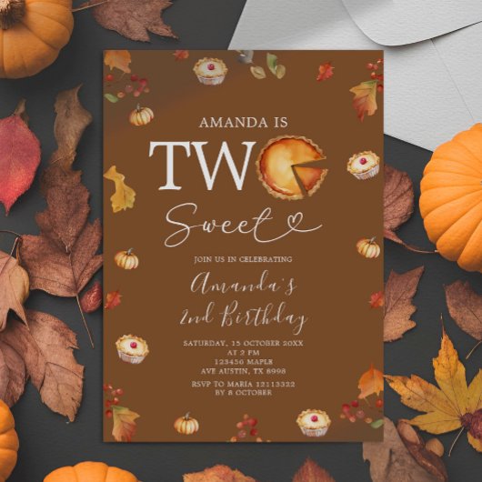 Rustieke Twee Sweet Cutie Pie Herfst 2e Verjaardag Kaart