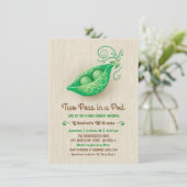 Rustieke Tweeling Baby Shower "Twee Erwten in een  Kaart (Staand voorkant)