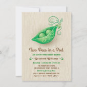 Rustieke Tweeling Baby Shower "Twee Erwten in een  Kaart (Voorkant)