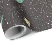 Rustieke  Twig Kerst Ornament Pattern Cadeaupapier (Rol Hoek)