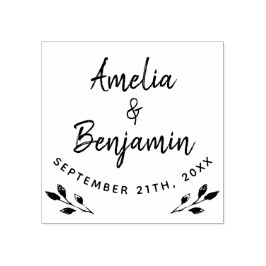 Rustieke Twigs Typografie Bruid bruidegom Namen Br Rubberstempel