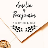 Rustieke Twigs Typografie Bruid bruidegom Namen Br Rubberstempel