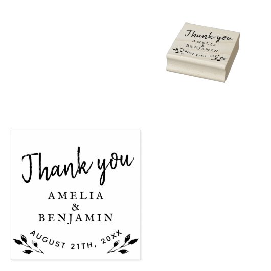 Rustieke Twigs Typografie Dank u Bruiloft Rubberstempel (Gestempeld)