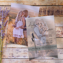 Rustieke Twine Burlap Lavender Boho Fotobruiloft Kaart