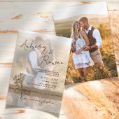 Rustieke Twine Burlap Wildflower Boho Fotobruiloft Kaart