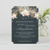 Rustieke Twinkelende Witte Orchidee Bloemige Navy Kaart (Staand voorkant)
