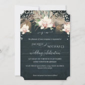 Rustieke Twinkelende Witte Orchidee Bloemige Navy Kaart (Voorkant)