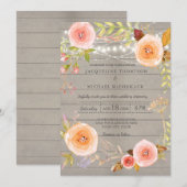 Rustieke Twinkle Lights Wedding Bloemen Krans Kaart (Voorkant / Achterkant)