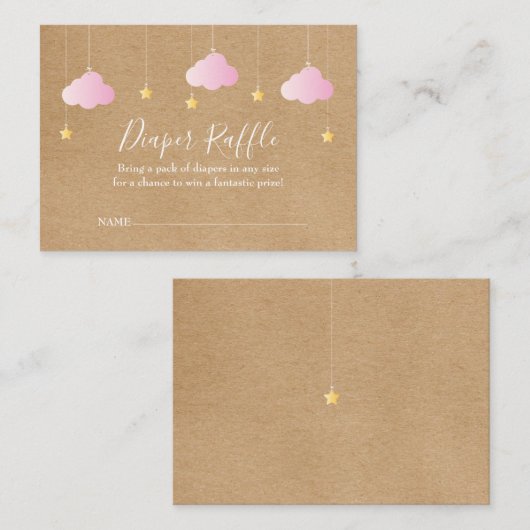 Rustieke Twinkle Luier Raffle Baby shower Informatiekaartje (Voorkant / Achterkant)