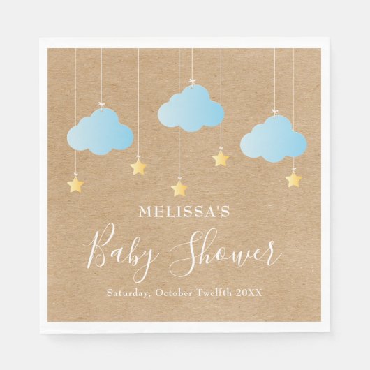 Rustieke Twinkle Twinkle Baby Boy Shower / Sprinkl Servet (Voorkant)